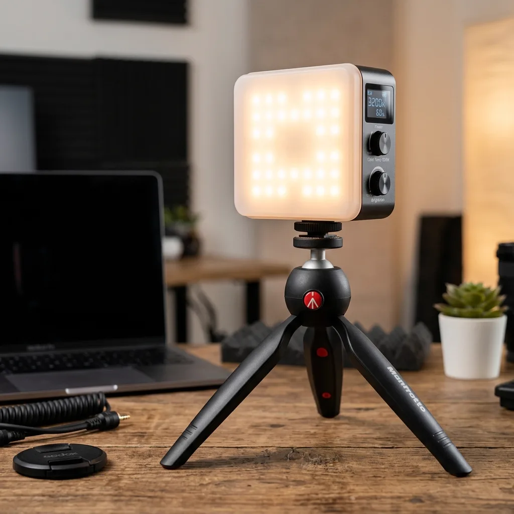 ไฟ LED พกพาปรับอุณหภูมิสี สำหรับถ่าย Vlog และสตูดิโอขนาดเล็ก หน้าสว่าง ผิวดูเป็นธรรมชาติ